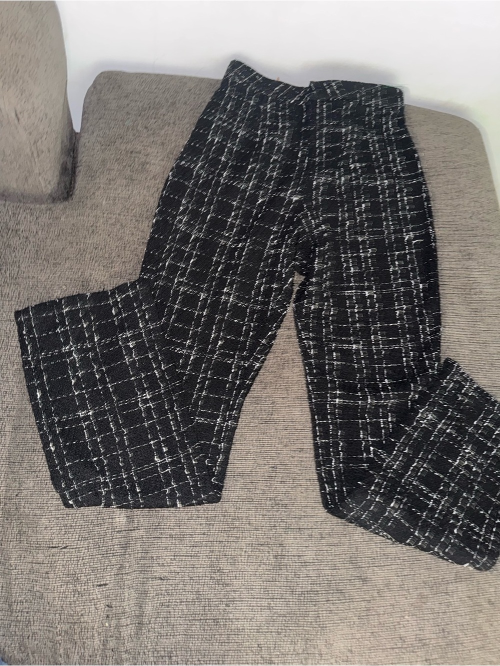 PrettyLittleThing Black & White Tweed Wide Leg Pants